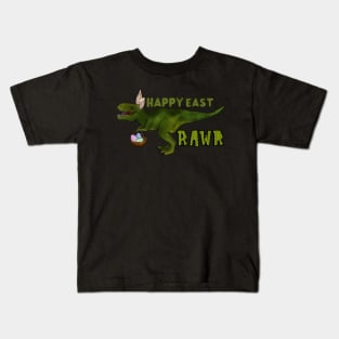 Happy east rawr, dinosaur T. rex, Easter dinosaur Kids T-Shirt